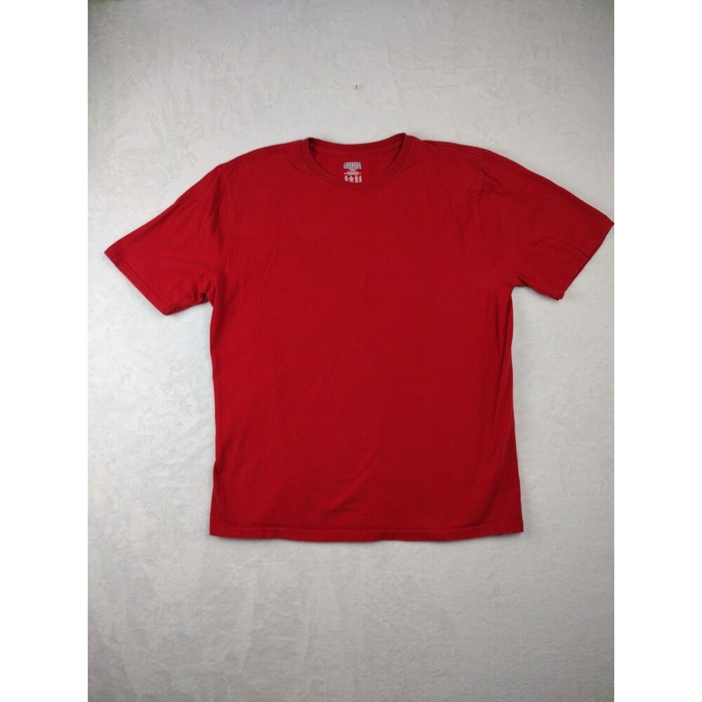 Jerzees Mens Large Red Short Sleeve Crewneck 100% Cotton Solid T-Shirt Basic